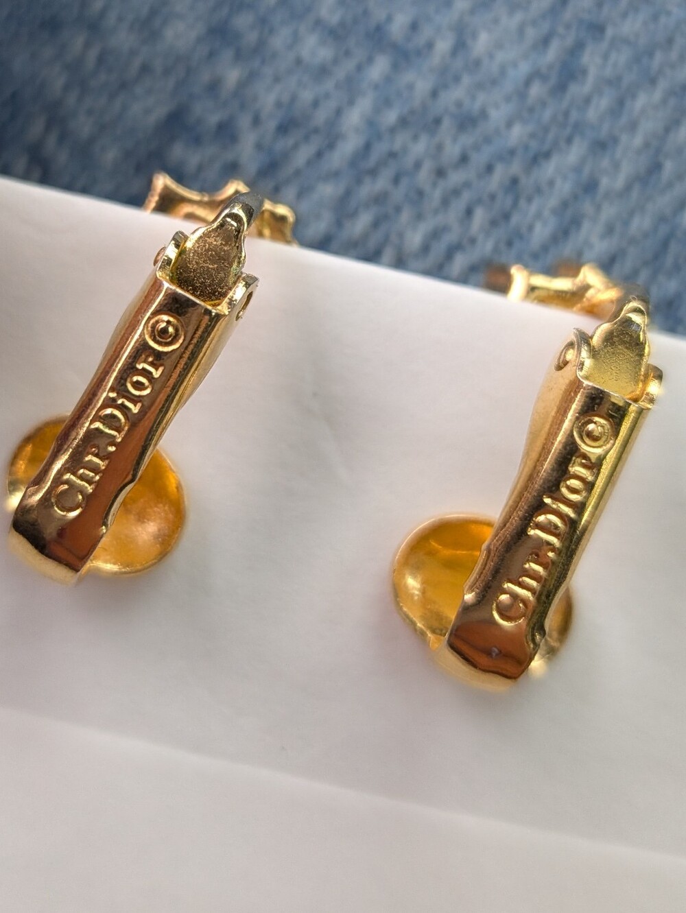 Christian Dior Blue Glass & Crystal Clip-On Earrings - Picture 2 of 2